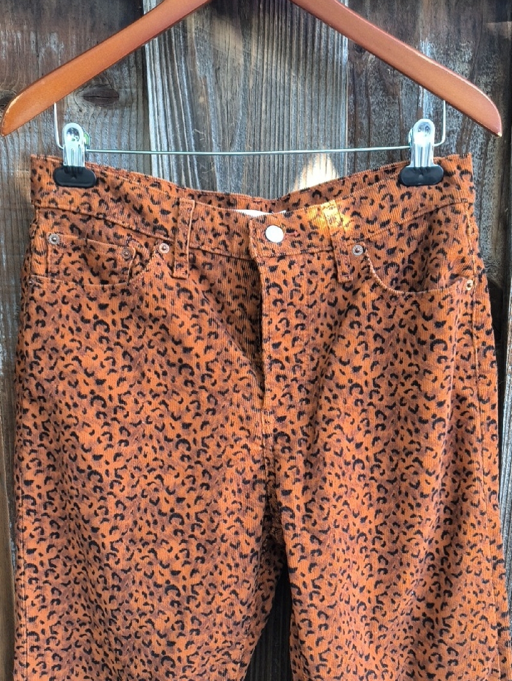 LEVI'S Leopard Print Wedgie Straight Corduroy Pants High Rise Size 31 - Picture 3 of 15